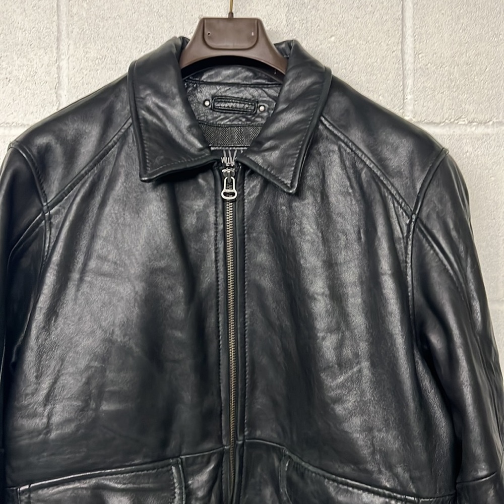 Wilsons Leather Jacket Extra Large Black Mens Full Zip Motorcycle Thinsulate - Picture 2 of 5